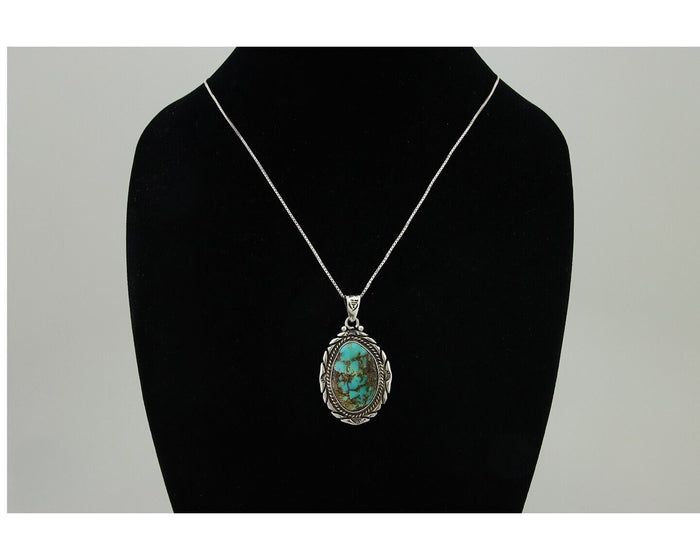 Navajo Necklace 925 Silver Natural Blue Turquoise Artist Signed M Montoya C.80's