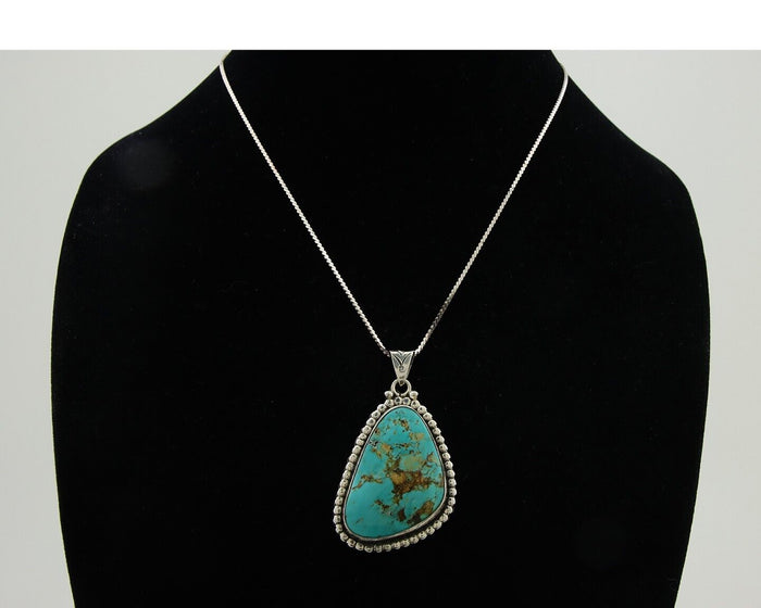 Navajo Necklace 925 Silver Natural Blue Turquoise Artist Signed M Montoya C.80's