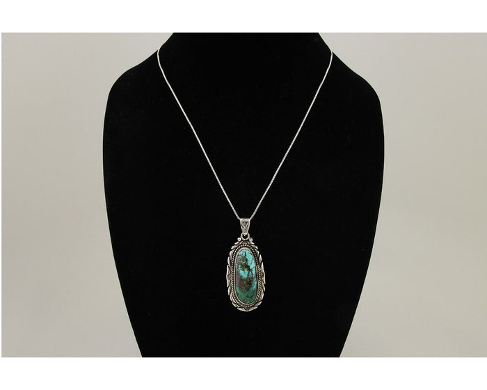 Navajo Necklace 925 Silver Natural Blue Turquoise Artist Signed M Montoya C.80's