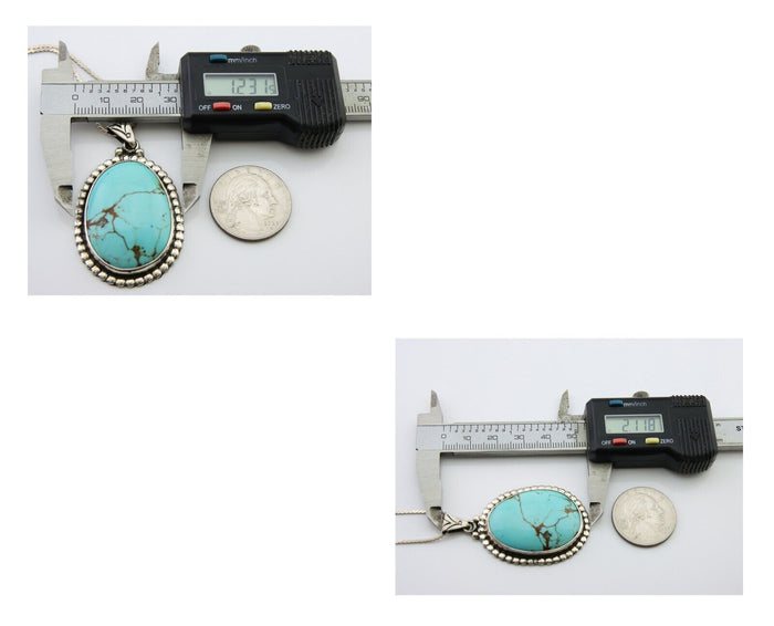 Navajo Necklace 925 Silver Natural Blue Turquoise Artist Signed M Montoya C.80's