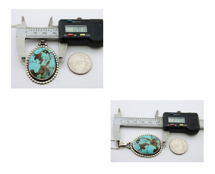 Navajo Necklace 925 Silver Natural Blue Turquoise Artist Signed M Montoya C.80's