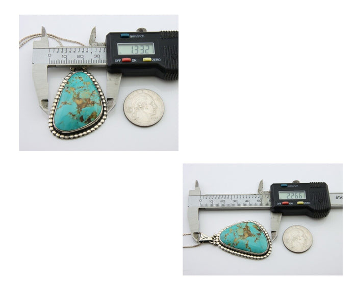 Navajo Necklace 925 Silver Natural Blue Turquoise Artist Signed M Montoya C.80's