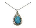 Navajo Necklace 925 Silver Natural Blue Turquoise Artist Signed MC C.80's