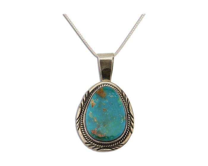 Navajo Necklace 925 Silver Natural Blue Turquoise Artist Signed Mike Begay C.80s