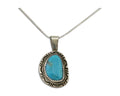 Navajo Necklace 925 Silver Natural Blue Turquoise Artist Signed Mike Begay C.80s