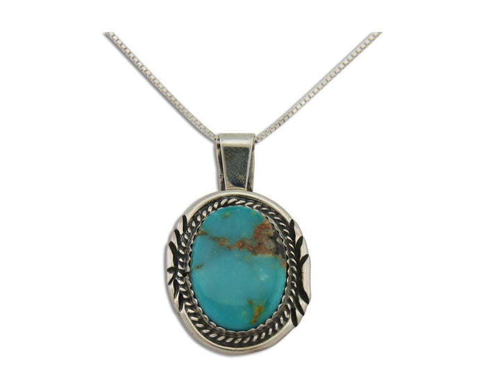 Navajo Necklace 925 Silver Natural Blue Turquoise Artist Signed Mike Begay C.80s