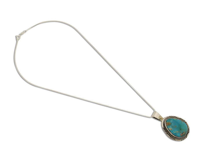 Navajo Necklace 925 Silver Natural Blue Turquoise Artist Signed Mike Begay C.80s