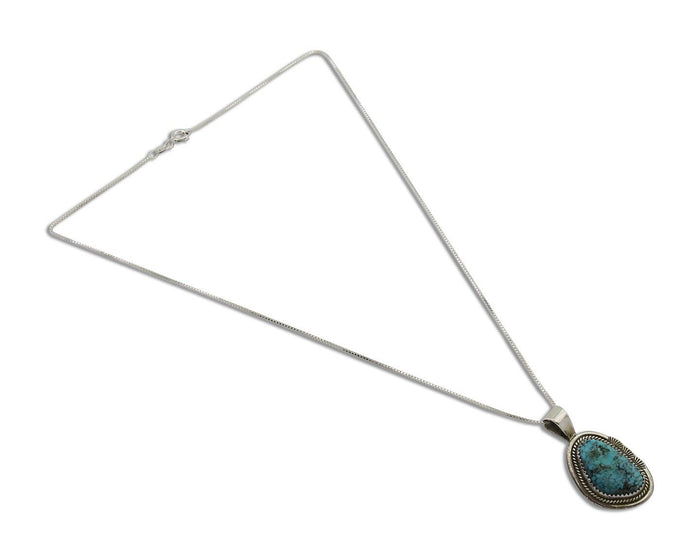 Navajo Necklace 925 Silver Natural Blue Turquoise Artist Signed Mike Begay C.80s