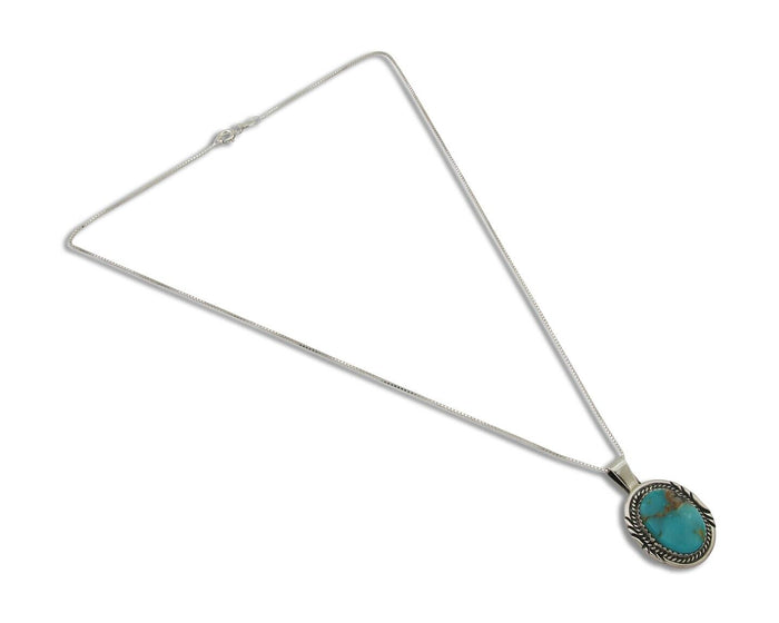 Navajo Necklace 925 Silver Natural Blue Turquoise Artist Signed Mike Begay C.80s