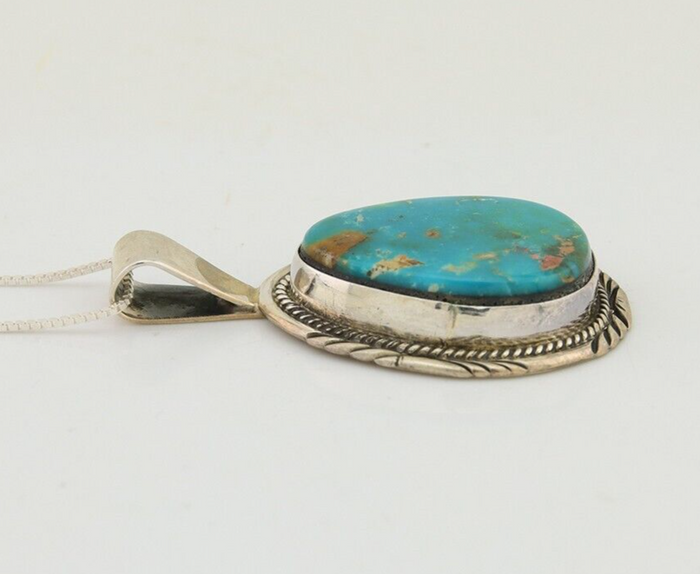Navajo Necklace 925 Silver Natural Blue Turquoise Artist Signed Mike Begay C.80s