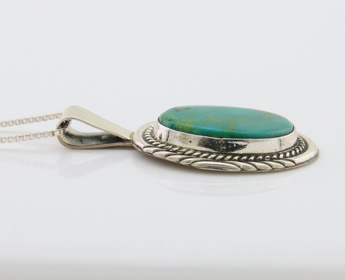 Navajo Necklace 925 Silver Natural Blue Turquoise Artist Signed Mike Begay C.80s