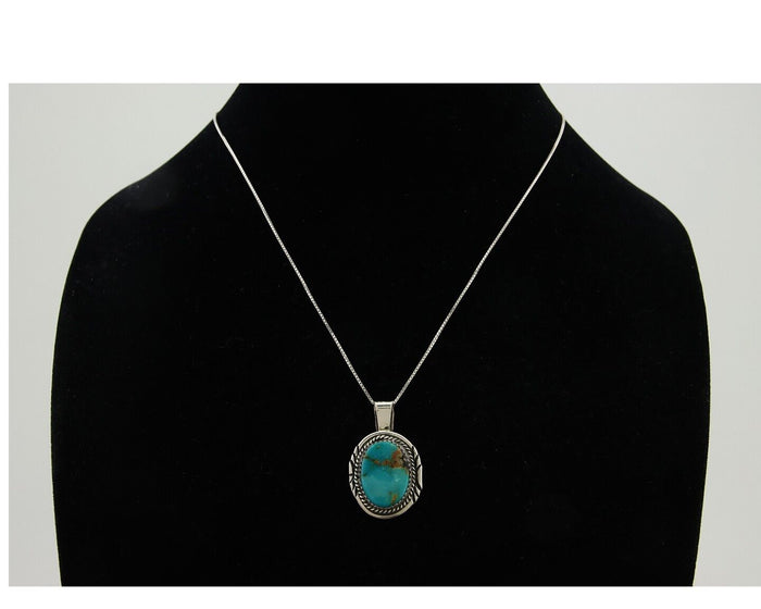 Navajo Necklace 925 Silver Natural Blue Turquoise Artist Signed Mike Begay C.80s