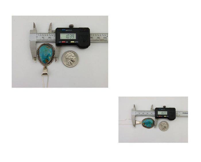 Navajo Necklace 925 Silver Natural Blue Turquoise Artist Signed Mike Begay C.80s