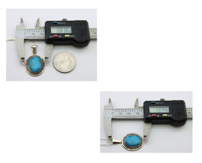 Navajo Necklace 925 Silver Natural Blue Turquoise Artist Signed Mike Begay C.80s