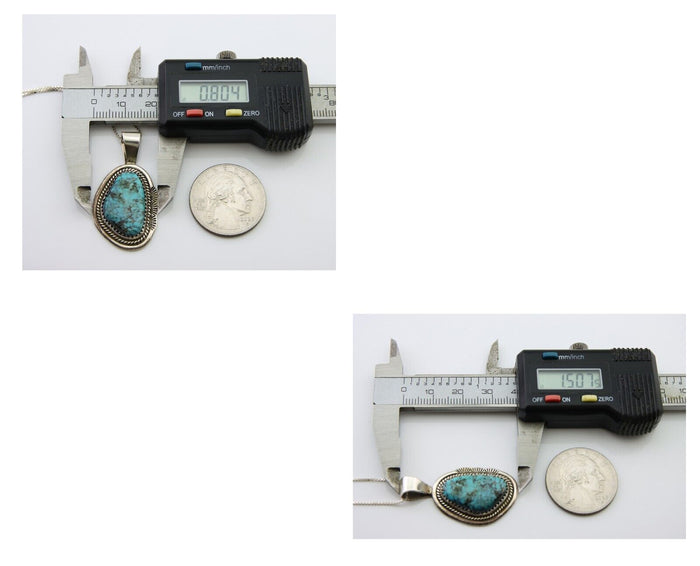 Navajo Necklace 925 Silver Natural Blue Turquoise Artist Signed Mike Begay C.80s