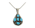Navajo Necklace 925 Silver Natural Blue Turquoise Artist Signed MK C.80's