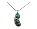 Navajo Necklace 925 Silver Natural Blue Turquoise Artist Signed Tom Willeto C80s