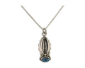 Navajo Necklace 925 Silver Natural Blue Turquoise Artist Signed Tom Willeto C80s