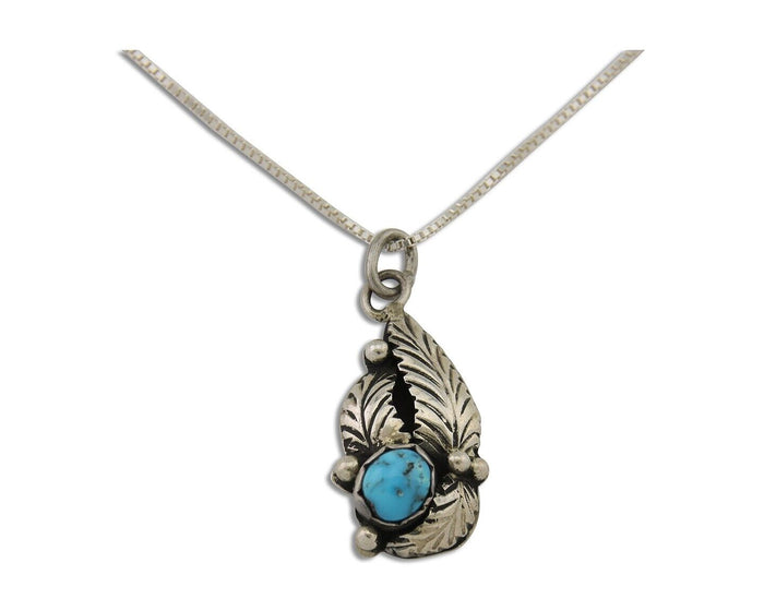 Navajo Necklace 925 Silver Natural Blue Turquoise Artist Signed Yazzie C.80's