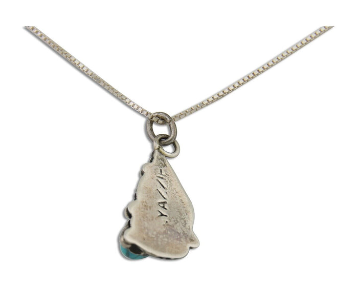 Navajo Necklace 925 Silver Natural Blue Turquoise Artist Signed Yazzie C.80's