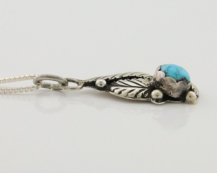 Navajo Necklace 925 Silver Natural Blue Turquoise Artist Signed Yazzie C.80's