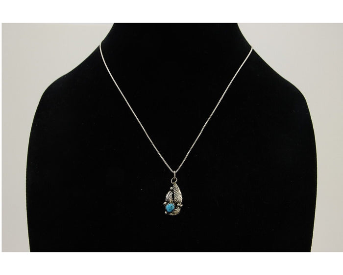 Navajo Necklace 925 Silver Natural Blue Turquoise Artist Signed Yazzie C.80's