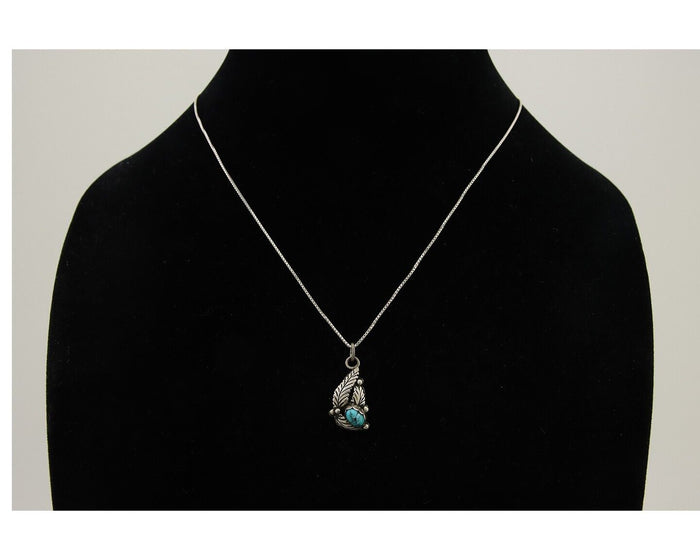 Navajo Necklace 925 Silver Natural Blue Turquoise Artist Signed Yazzie C.80's