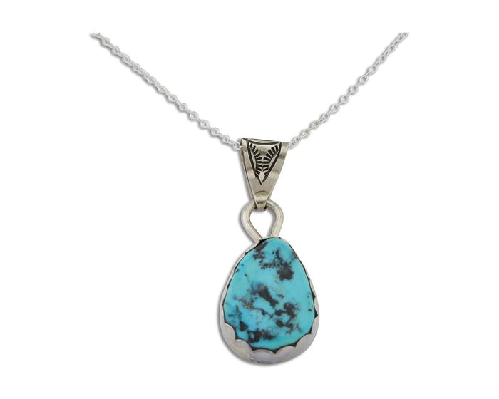 Navajo Necklace 925 Silver Natural Blue Turquoise Artist Tony Guerro C.80's