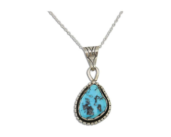 Navajo Necklace 925 Silver Natural Blue Turquoise Artist Tony Guerro C.80's