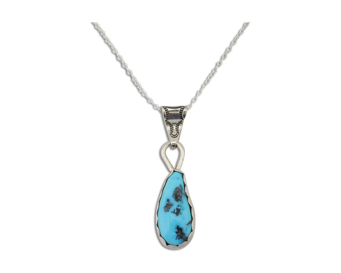 Navajo Necklace 925 Silver Natural Blue Turquoise Artist Tony Guerro C.80's