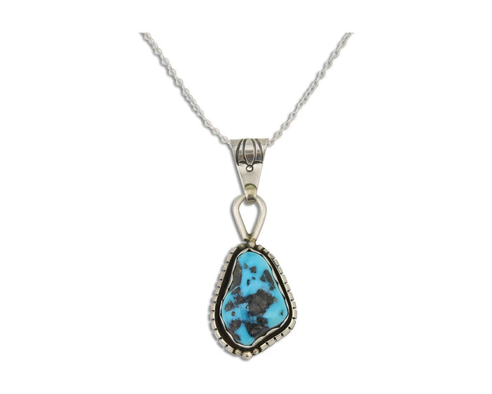 Navajo Necklace 925 Silver Natural Blue Turquoise Artist Tony Guerro C.80's