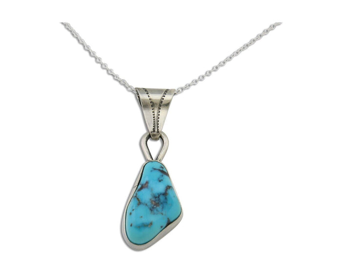 Navajo Necklace 925 Silver Natural Blue Turquoise Artist Tony Guerro C.80's