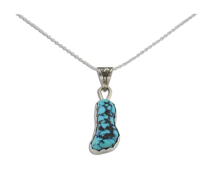 Navajo Necklace 925 Silver Natural Blue Turquoise Artist Tony Guerro C.80's