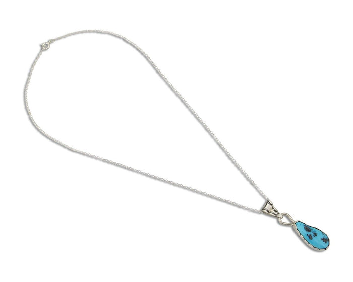 Navajo Necklace 925 Silver Natural Blue Turquoise Artist Tony Guerro C.80's