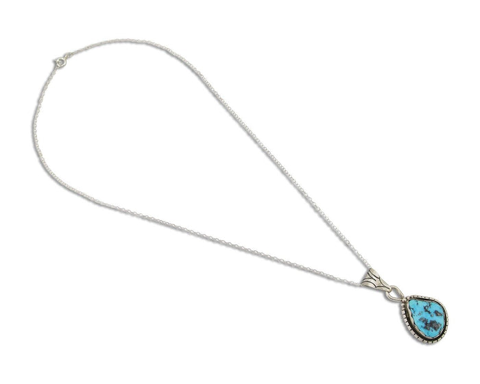Navajo Necklace 925 Silver Natural Blue Turquoise Artist Tony Guerro C.80's