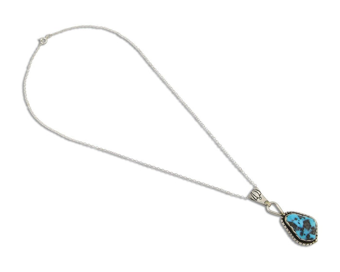 Navajo Necklace 925 Silver Natural Blue Turquoise Artist Tony Guerro C.80's