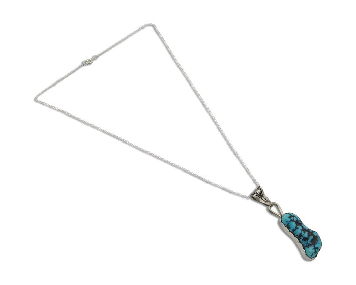 Navajo Necklace 925 Silver Natural Blue Turquoise Artist Tony Guerro C.80's