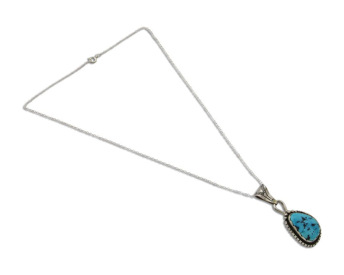 Navajo Necklace 925 Silver Natural Blue Turquoise Artist Tony Guerro C.80's