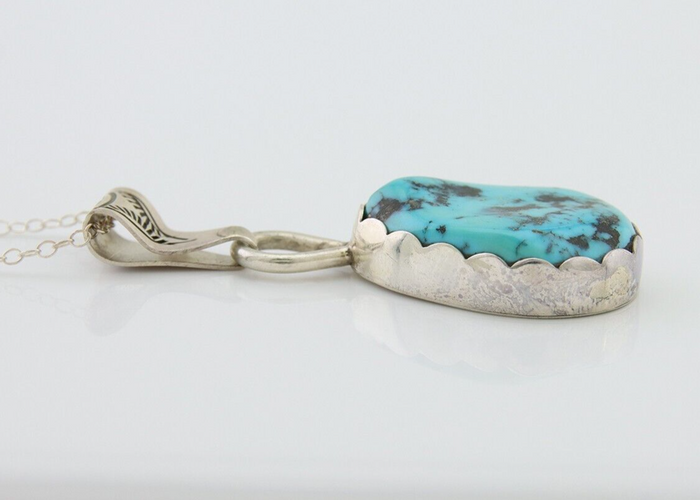 Navajo Necklace 925 Silver Natural Blue Turquoise Artist Tony Guerro C.80's