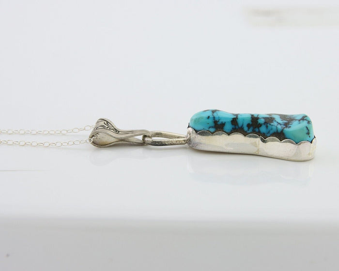 Navajo Necklace 925 Silver Natural Blue Turquoise Artist Tony Guerro C.80's