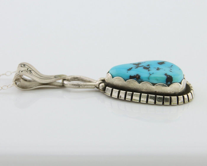 Navajo Necklace 925 Silver Natural Blue Turquoise Artist Tony Guerro C.80's