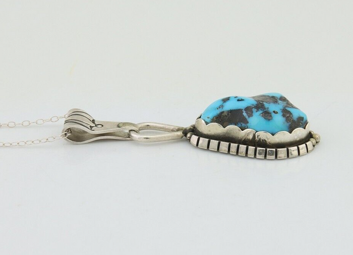 Navajo Necklace 925 Silver Natural Blue Turquoise Artist Tony Guerro C.80's