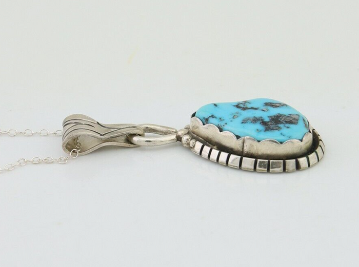 Navajo Necklace 925 Silver Natural Blue Turquoise Artist Tony Guerro C.80's