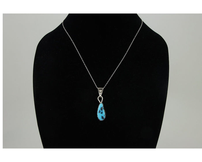 Navajo Necklace 925 Silver Natural Blue Turquoise Artist Tony Guerro C.80's