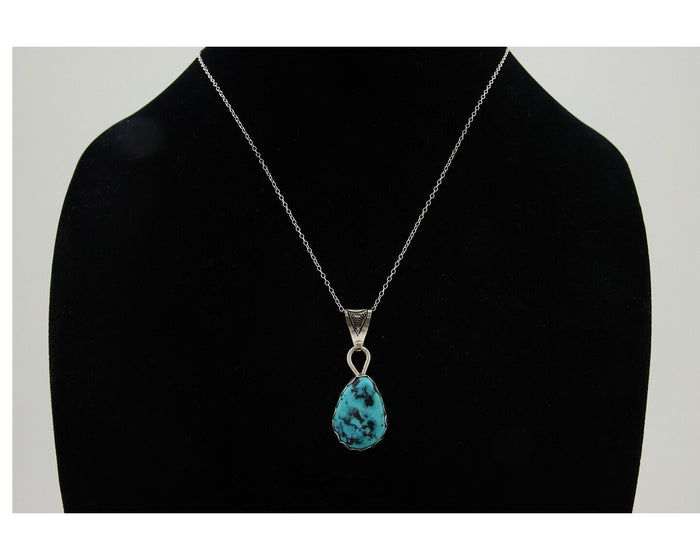 Navajo Necklace 925 Silver Natural Blue Turquoise Artist Tony Guerro C.80's