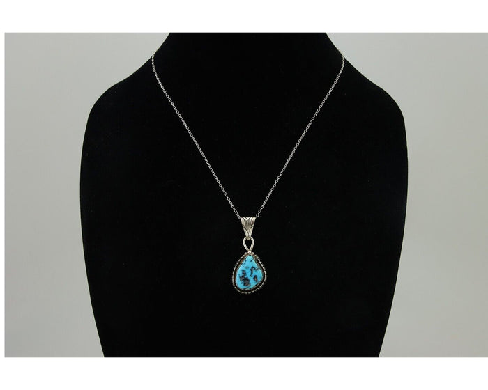 Navajo Necklace 925 Silver Natural Blue Turquoise Artist Tony Guerro C.80's