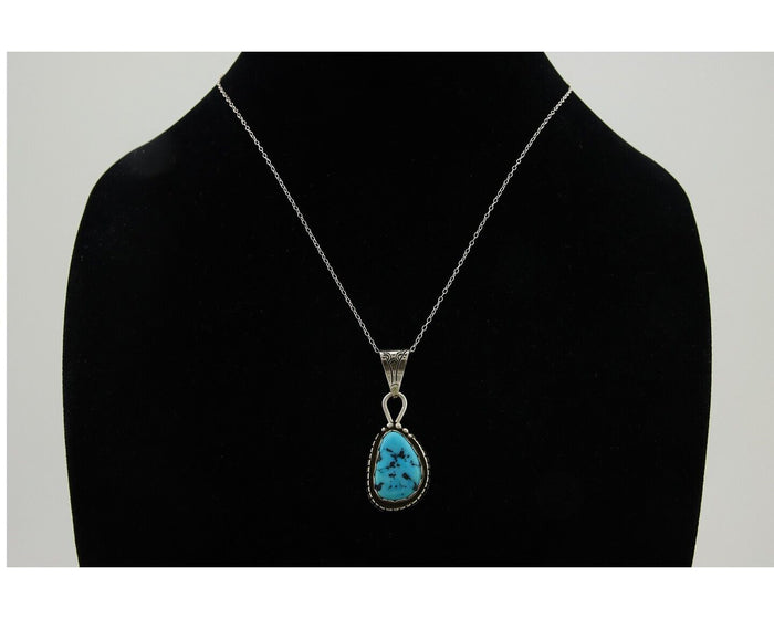 Navajo Necklace 925 Silver Natural Blue Turquoise Artist Tony Guerro C.80's