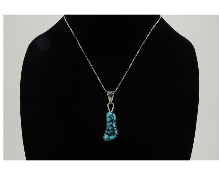 Navajo Necklace 925 Silver Natural Blue Turquoise Artist Tony Guerro C.80's