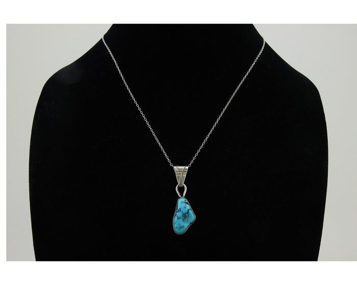 Navajo Necklace 925 Silver Natural Blue Turquoise Artist Tony Guerro C.80's