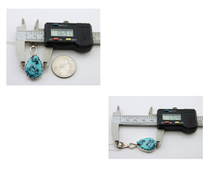 Navajo Necklace 925 Silver Natural Blue Turquoise Artist Tony Guerro C.80's